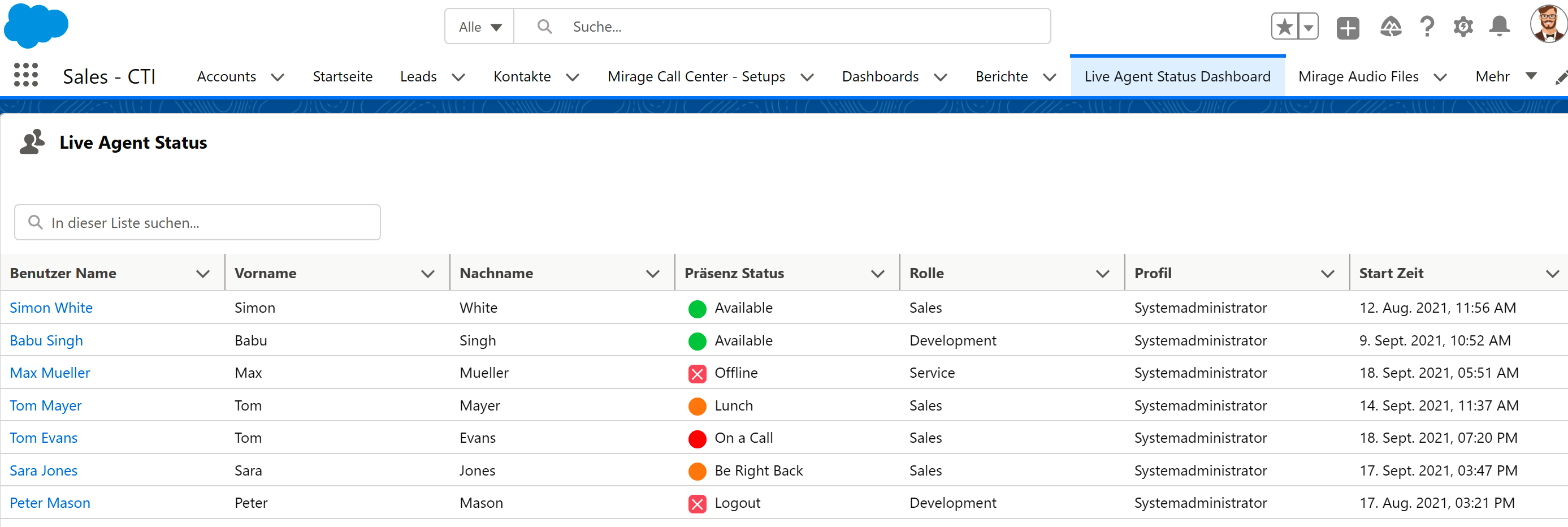 live agent dashboard