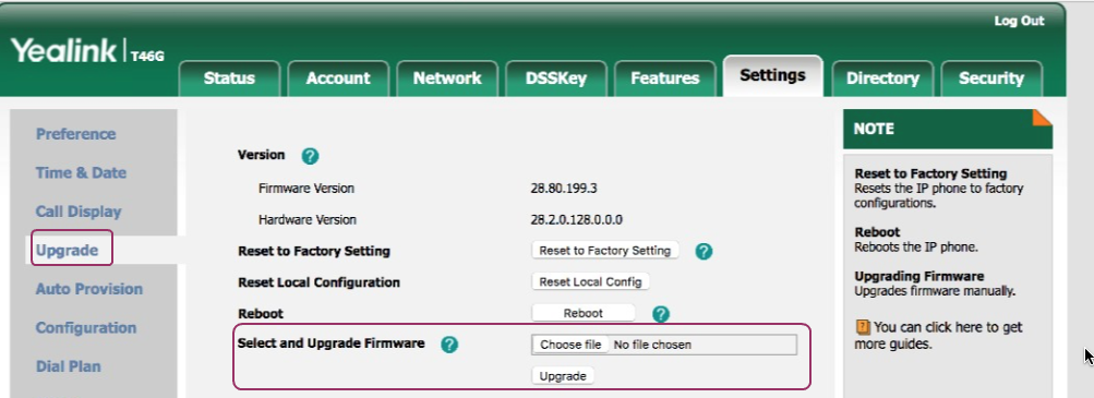 Yealink-upgrade firmware