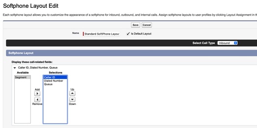 Layout for inbound calls    