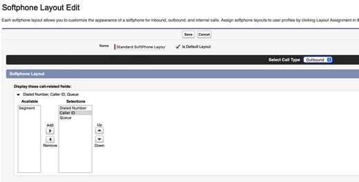 Layout for outbound calls    