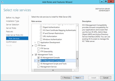 Add IIS 6 Management Compatibility
