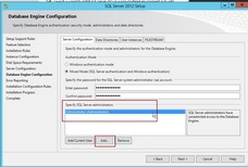 Specify SQL Server administrator