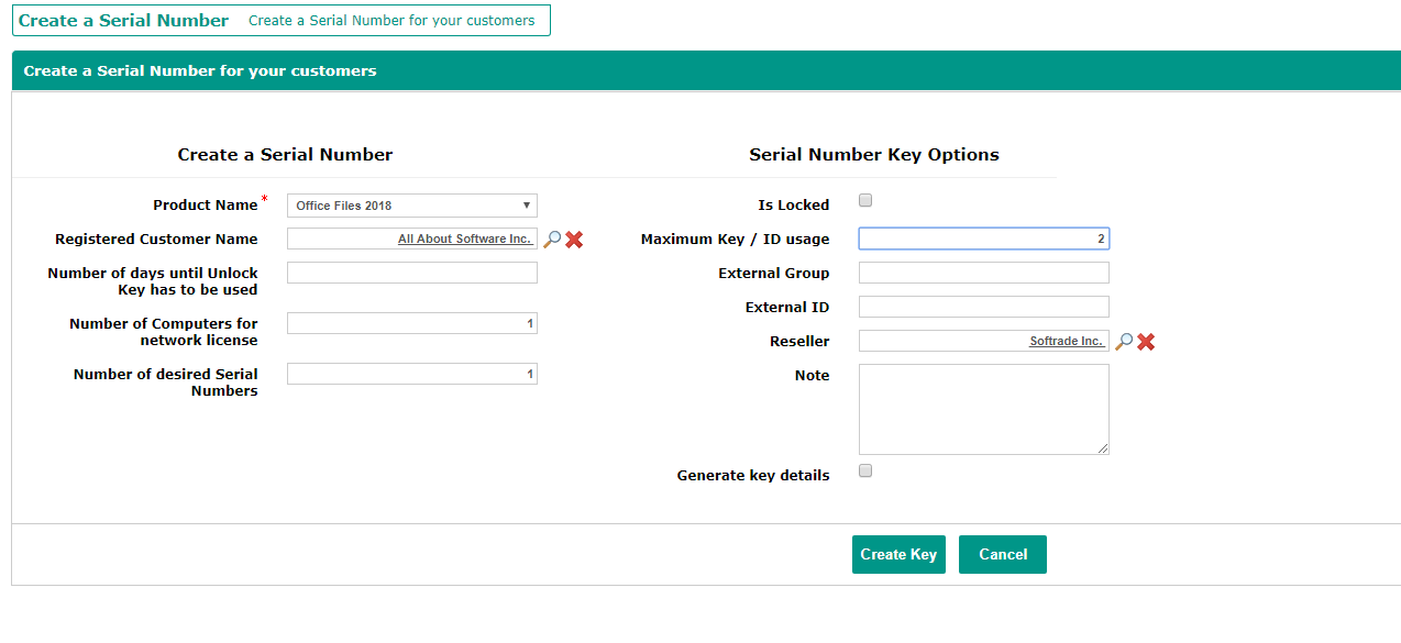 Create a Serial Number