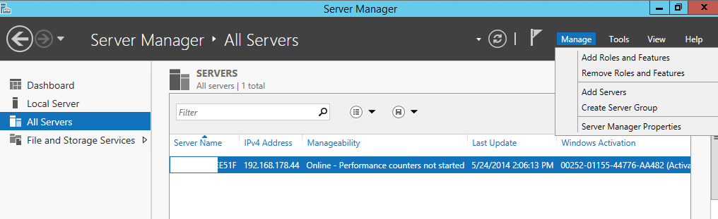 Add Roles and Features 